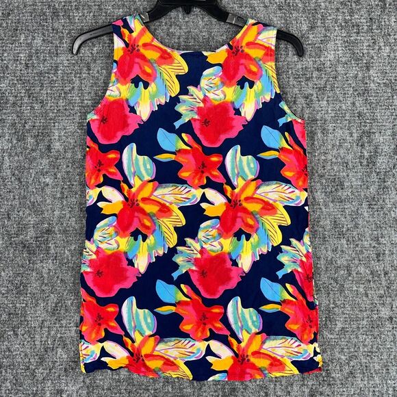 All Silks Shirt Womens Small Flowers Silk Blouse Tank Sleeveless Tunic Long - Picture 2 of 7